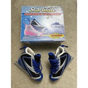 NIB Lake Placid Star Glide Double‎ Runner Blue Ice Skates Size 9J